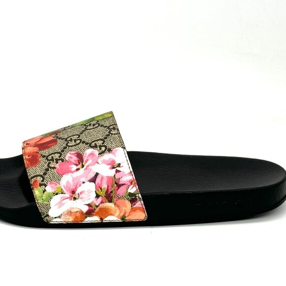 Gucci Pursuit Floral Bloom GG Logo Supreme Rubber Pool Slides Mules Sandals - Picture 5 of 16